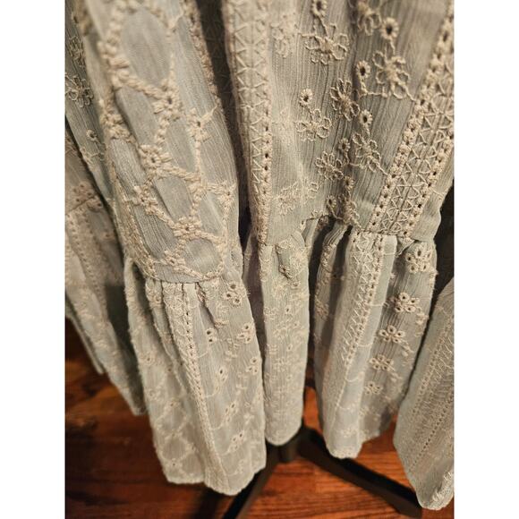 Calvin Klein Summer Eyelet Midi Dress Sage Green Lined Size 8 - Picture 5 of 12